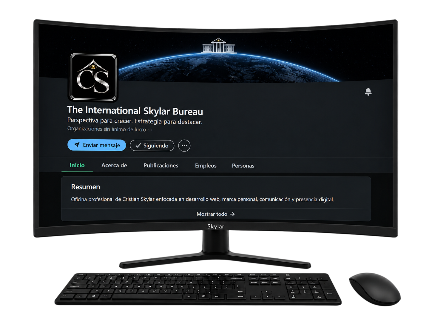 The International Skylar Bureau presentado en una pantalla Skylar