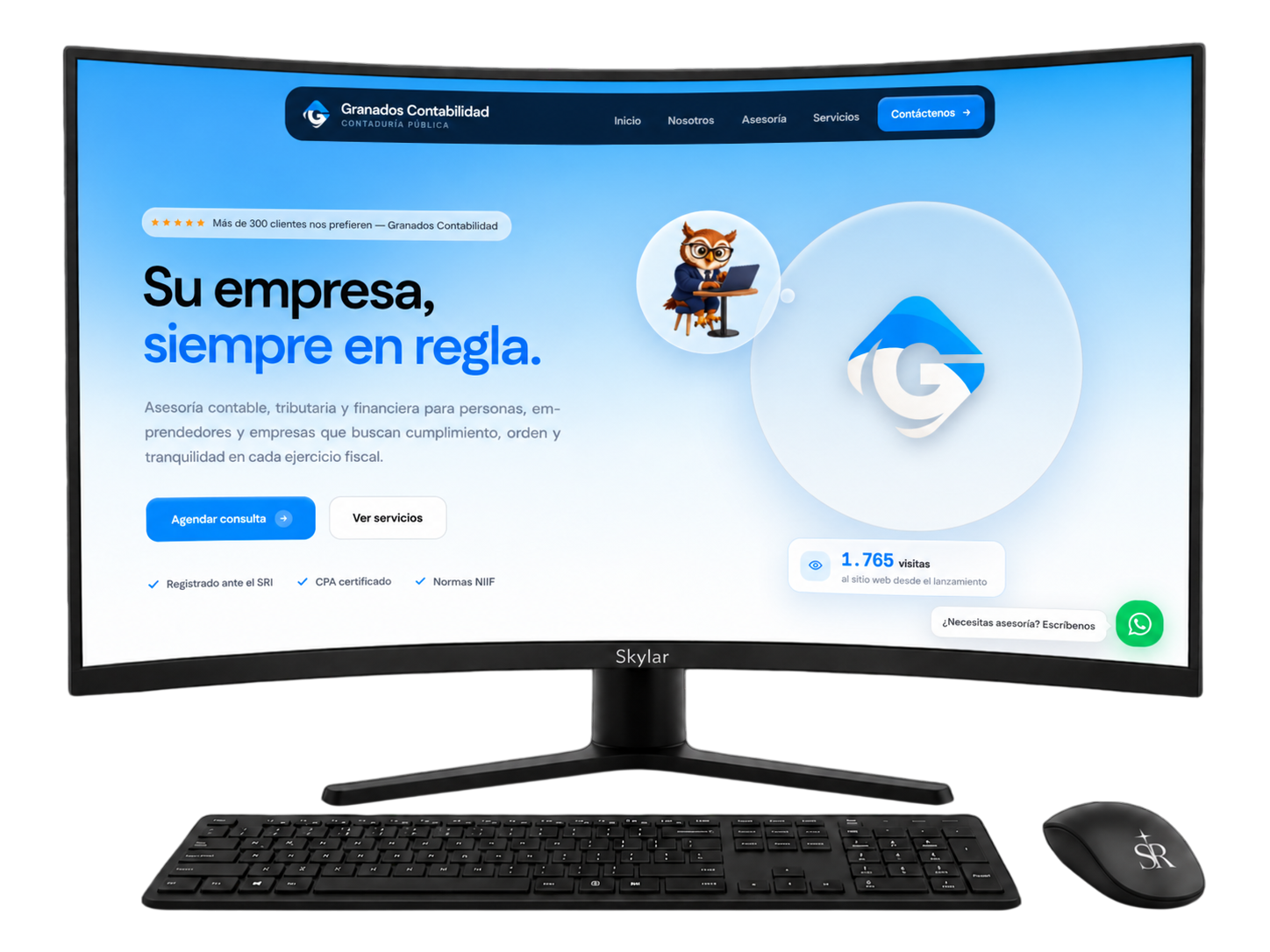 Proyecto digital de Granados Contabilidad presentado en una pantalla Skylar